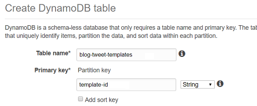 Create DynamoDB Table